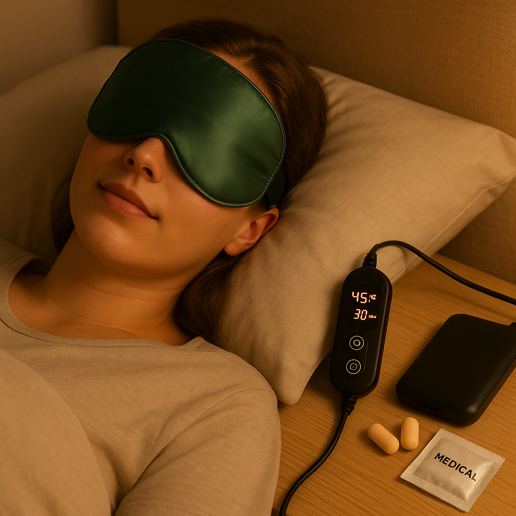 Masque de sommeil chauffant en soie USB