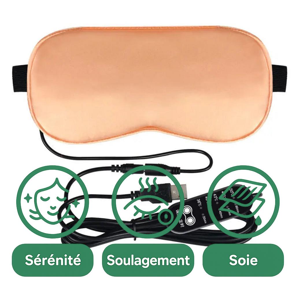 Masque de sommeil chauffant en soie USB