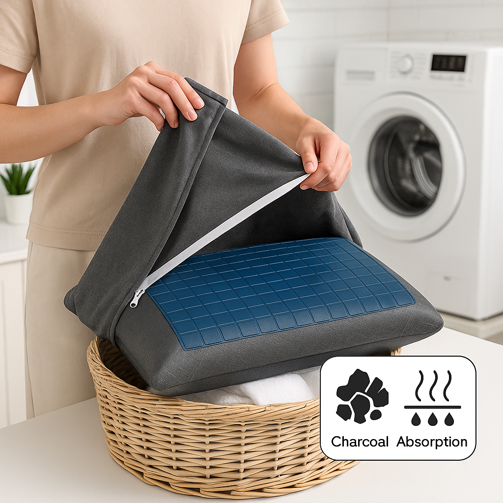 Oreiller rafraîchissant en mousse à mémoire et charbon de bambou