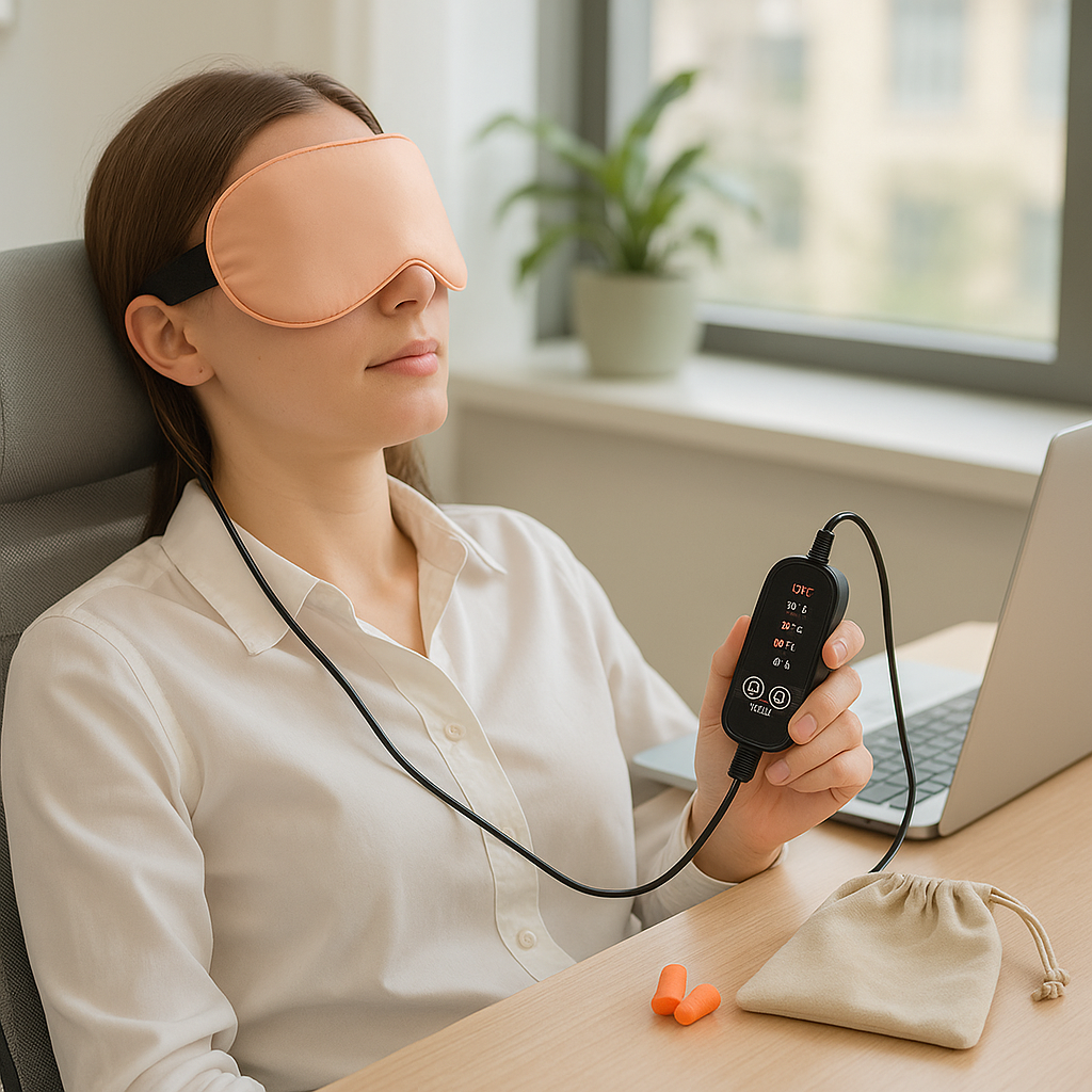 Masque de sommeil chauffant en soie USB