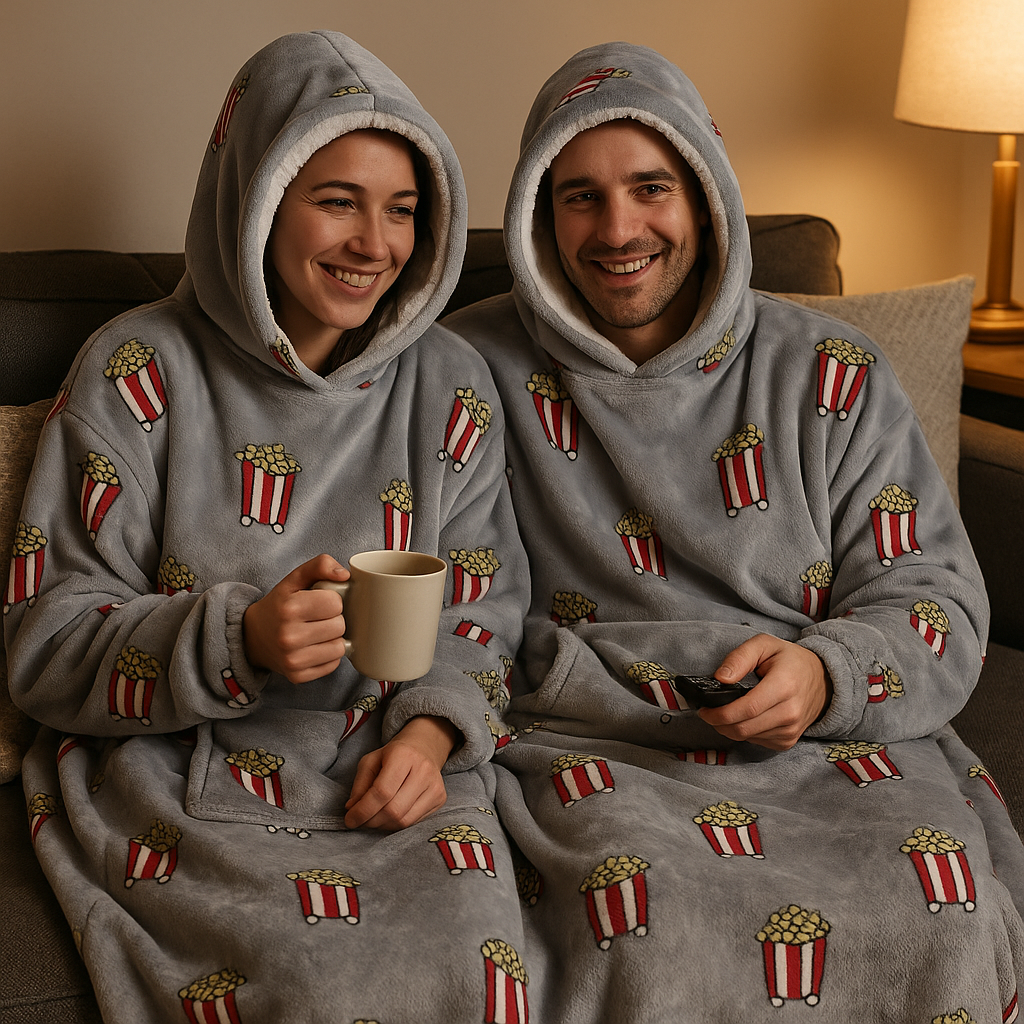 Couverture à capuche double en polaire pour deux