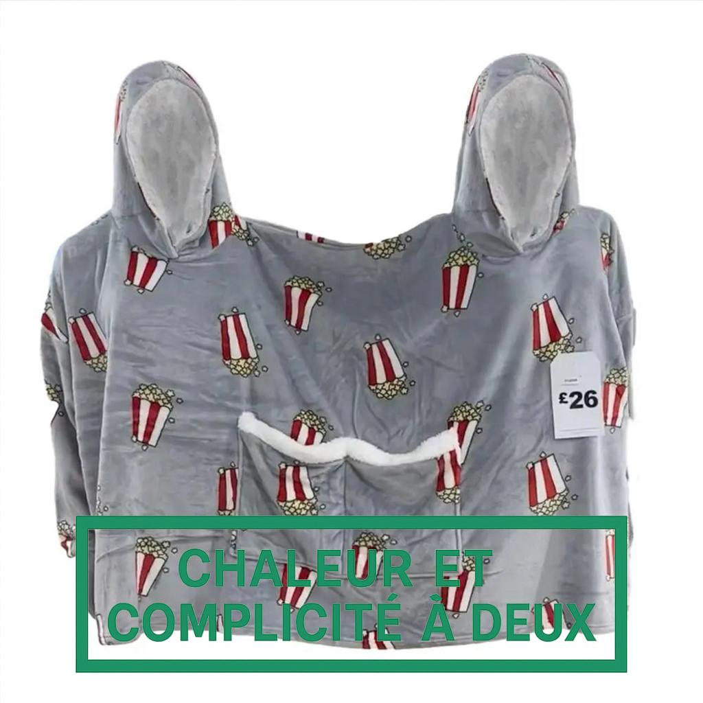 Couverture à capuche double en polaire pour deux