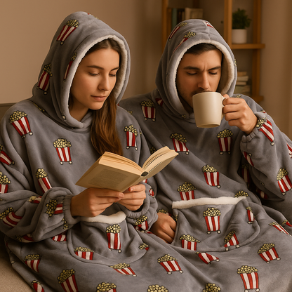 Couverture à capuche double en polaire pour deux